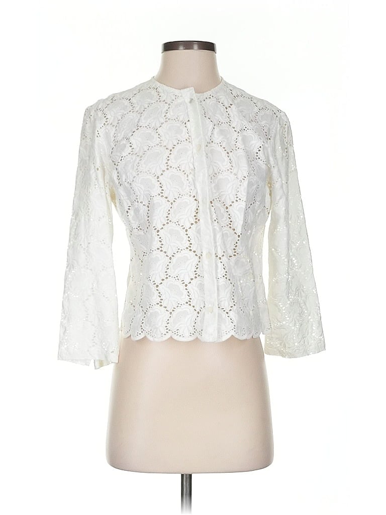 Pre-owned Unbranded 3/4 Sleeve Blouse In White