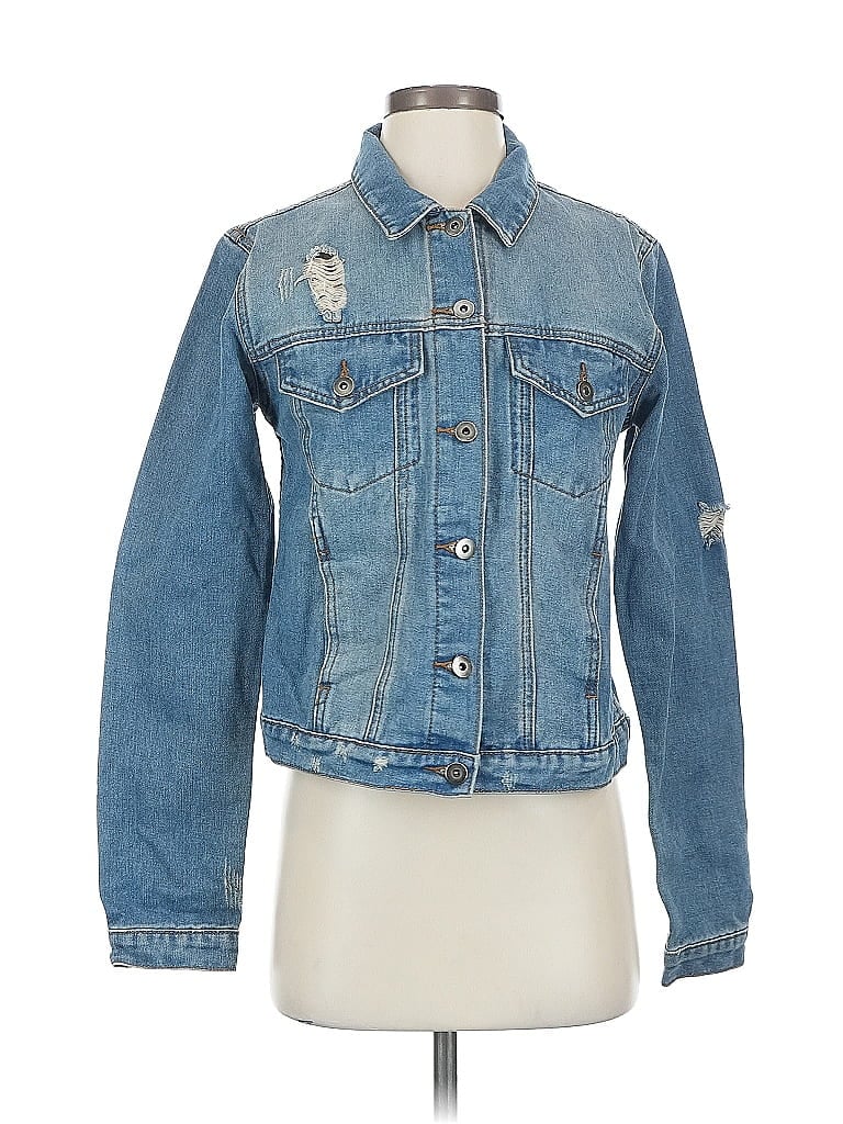 Pre-owned 24seven Comfort Apparel Denim Jacket In Blue