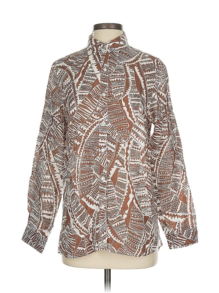 Pre-owned J. Mclaughlin Long Sleeve Blouse In Brown