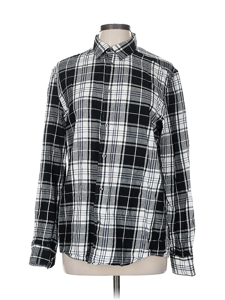 Pre-owned H&m Long Sleeve Button Down Shirt In Black