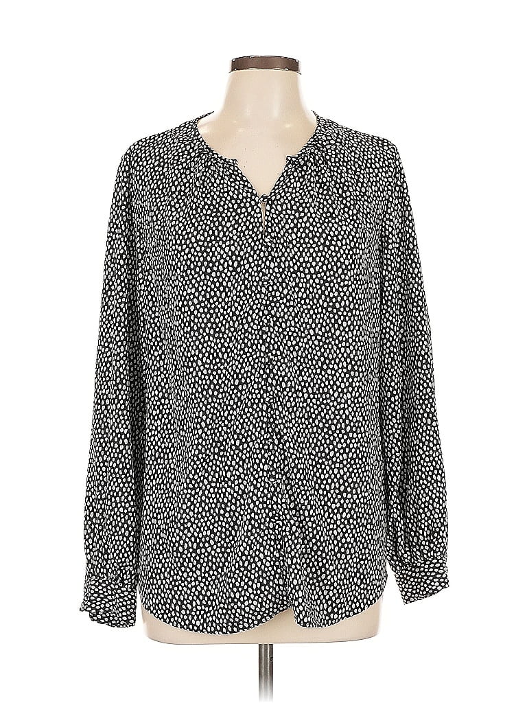 Pre-owned Nine West Long Sleeve Blouse In Black