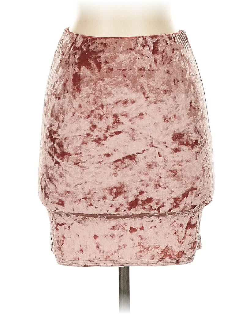 Pre-owned Boohoo Formal Skirt In Burgundy