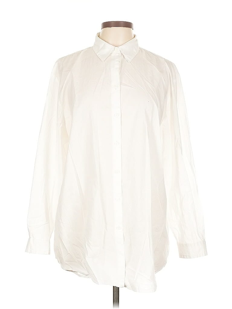 Pre-owned Express Long Sleeve Button Down Shirt In White