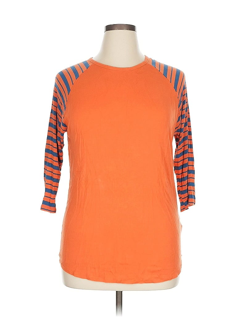 Pre-owned Lularoe 3/4 Sleeve T-shirt In Orange
