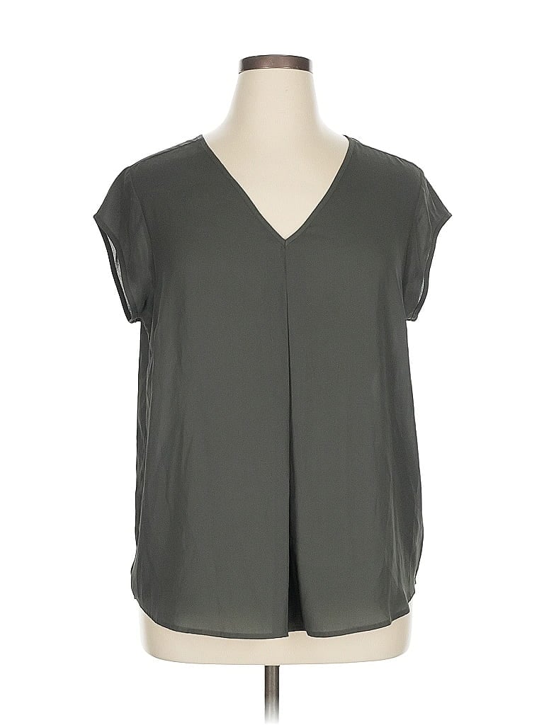 HALOGEN Pre-owned Short Sleeve Blouse In Gray