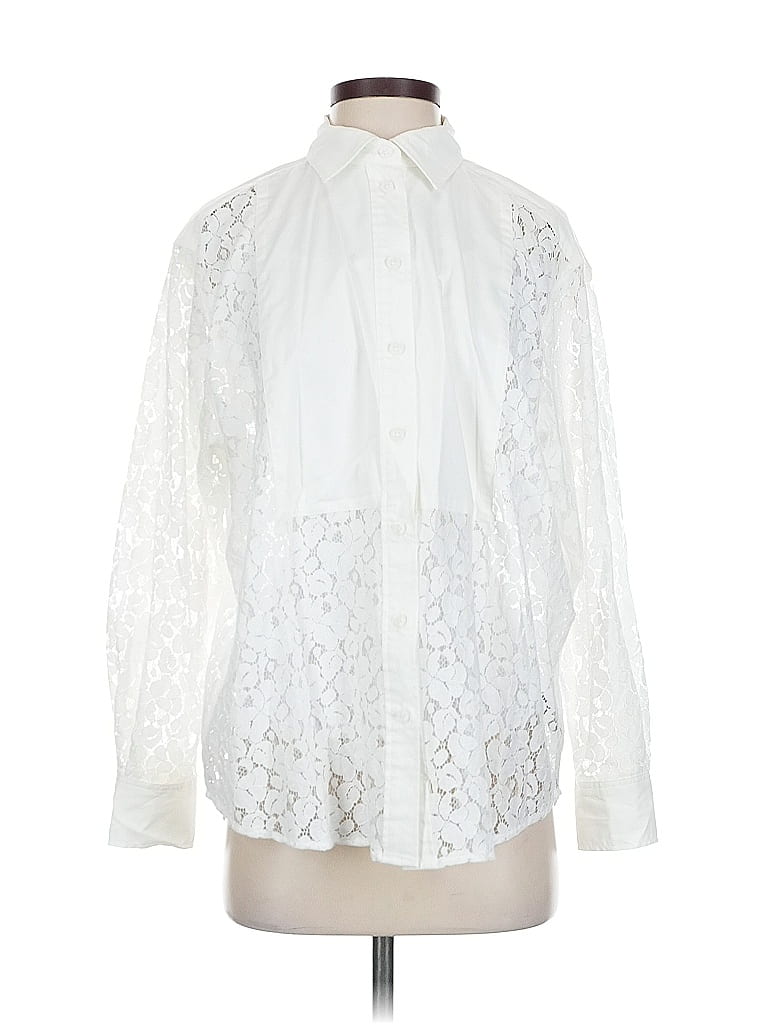 Pre-owned Gap Long Sleeve Blouse In White
