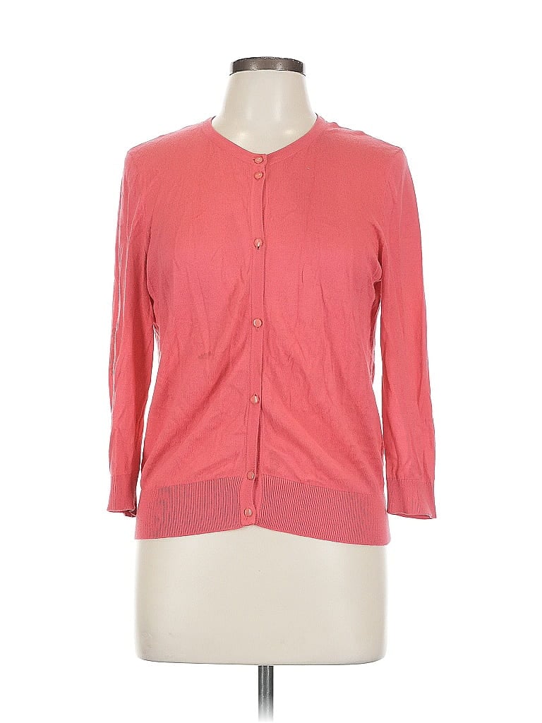 Pre-owned August Silk Cardigan Sweater In Red