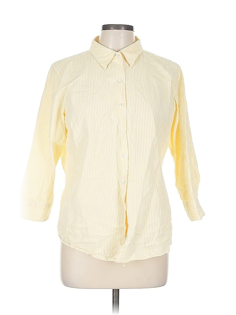 Click to view more detailed imagery on our partner's website Pre-owned L.l.bean 3/4 Sleeve Button Down Shirt In Yellow