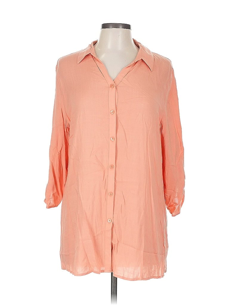 Click to view more detailed imagery on our partner's website Pre-owned Chico's 3/4 Sleeve Button Down Shirt In Orange