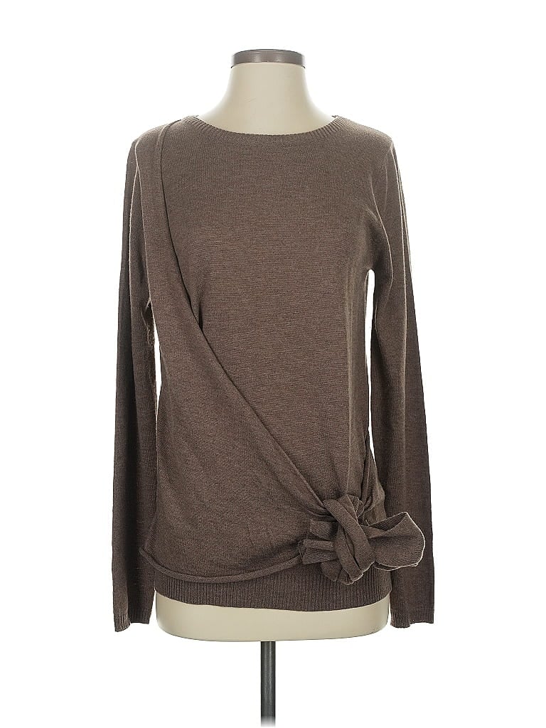 Pre-owned Lumiere Long Sleeve Top Brown Crew Neck Tops