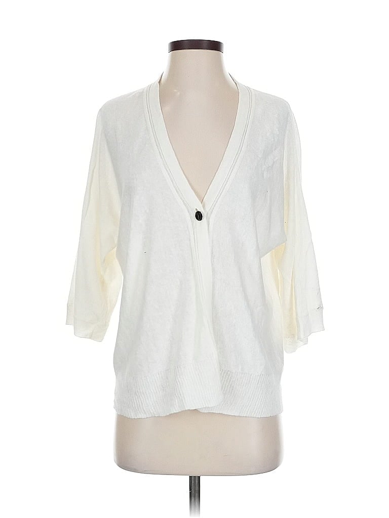 Pre-owned Lafayette 148 Cardigan Sweater In White