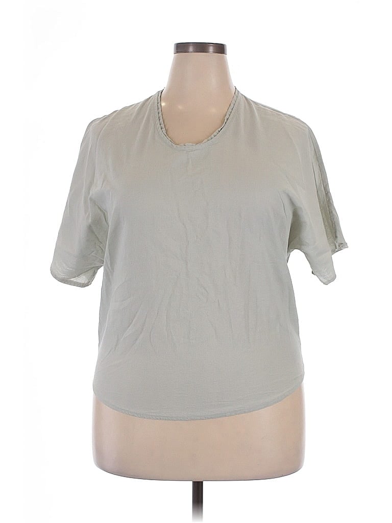 Pre-owned Unbranded Short Sleeve Top Gray Keyhole Neckline Tops