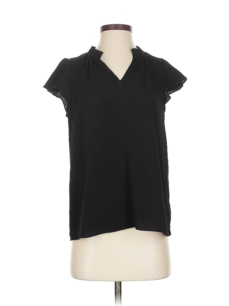 Pre-owned Nine West Short Sleeve Blouse In Black