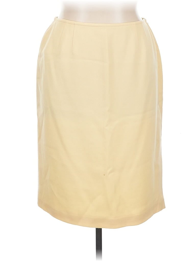 Pre-owned Linda Allard Ellen Tracy Wool Skirt In Yellow