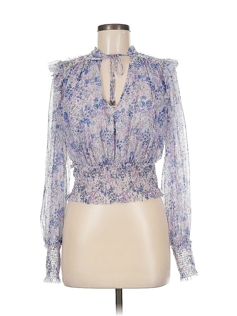 Pre-owned Free People Long Sleeve Blouse In Blue