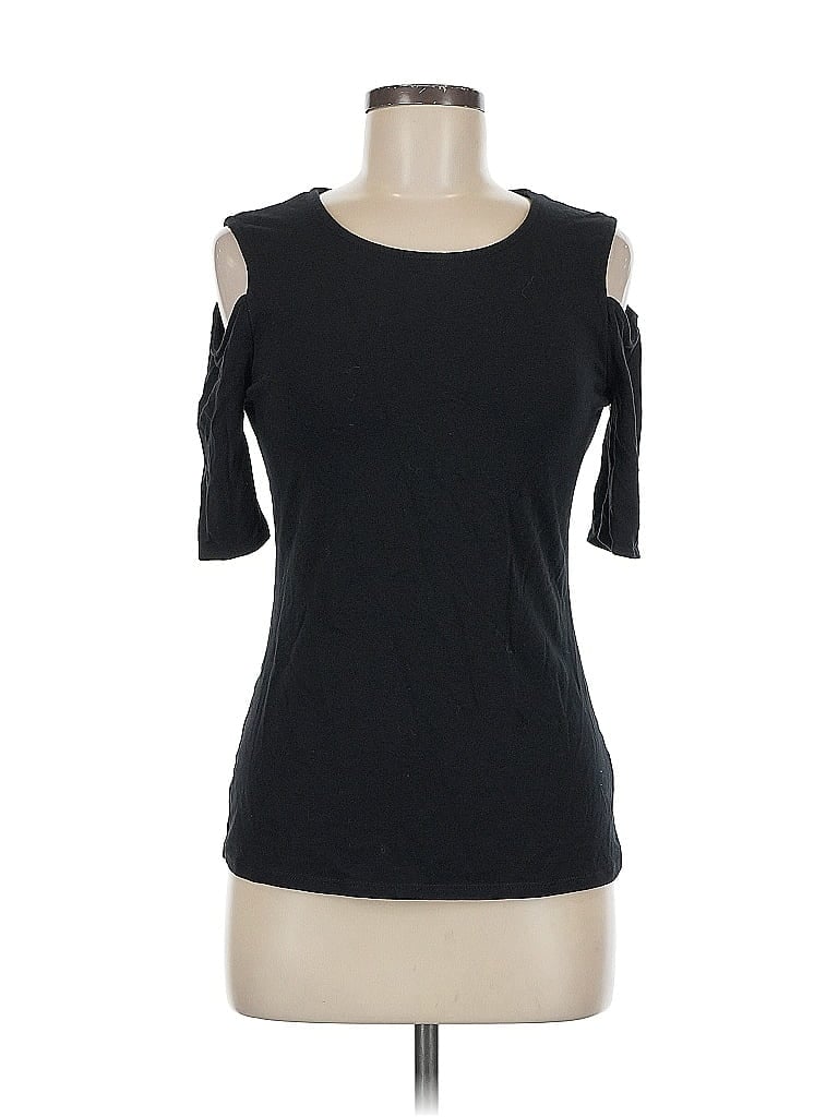 Pre-owned Express Short Sleeve Top Black Cold Shoulder Neckline Tops