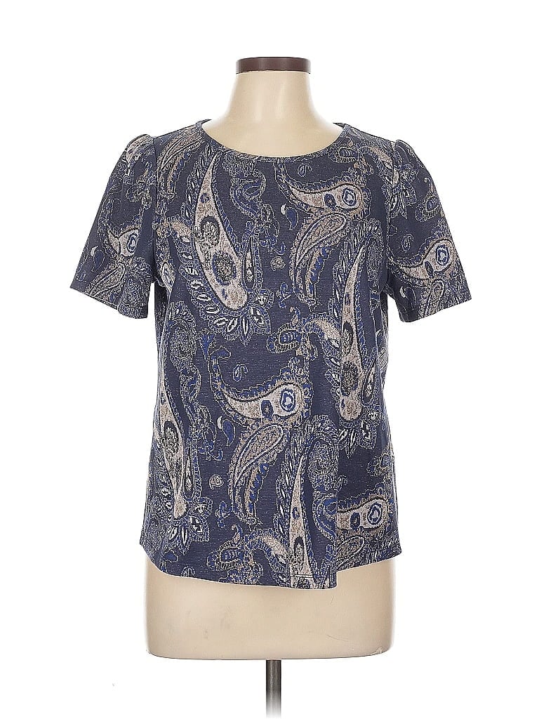 Pre-owned By Anthropologie Short Sleeve Blouse In Blue