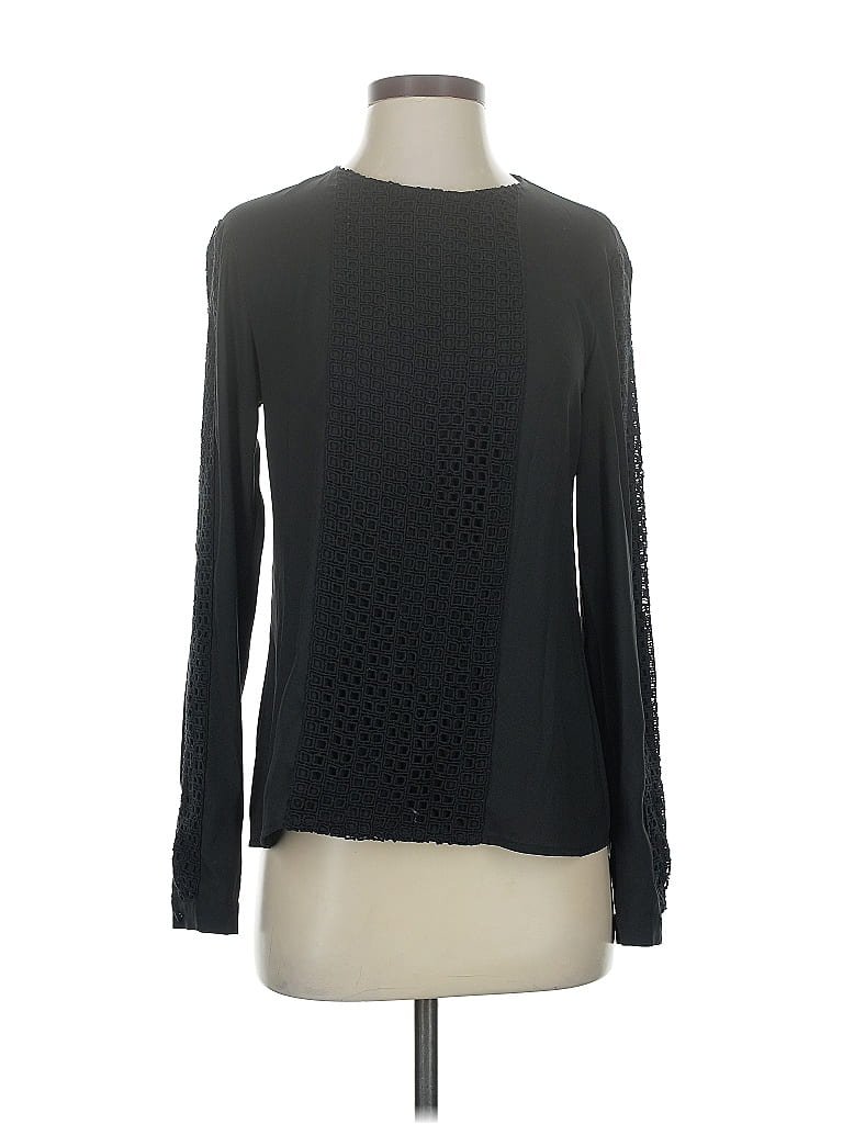 Pre-owned Ann Taylor Long Sleeve Top Black Crew Neck Tops