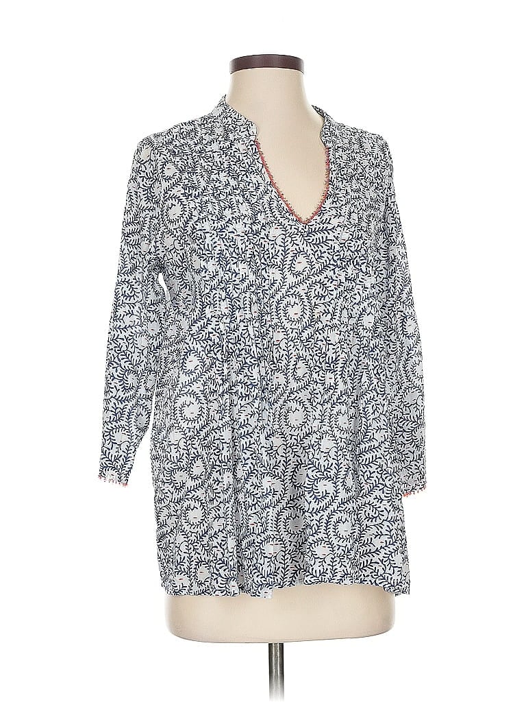 Pre-owned Roller Rabbit 3/4 Sleeve Blouse In Blue