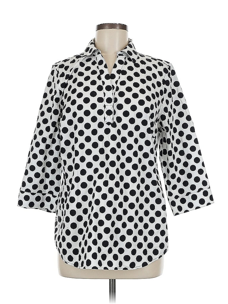 Pre-owned Chico's 3/4 Sleeve Button Down Shirt In White