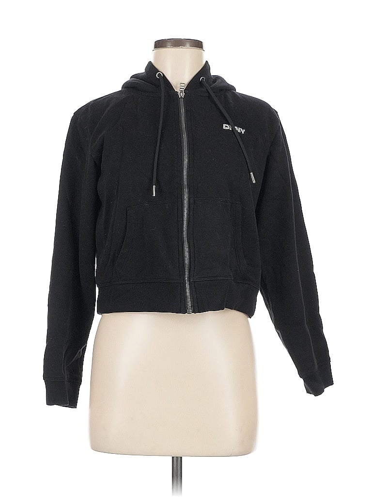 Pre-owned Dkny Sport Zip Up Hoodie In Black