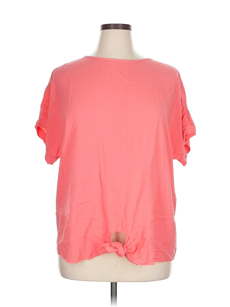 Buffalo By David Bitton Short Sleeve Top Pink Keyhole Neckline Tops