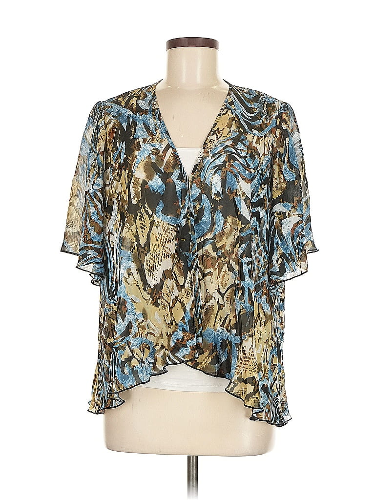 Pre-owned Ny Collection Short Sleeve Blouse In Blue