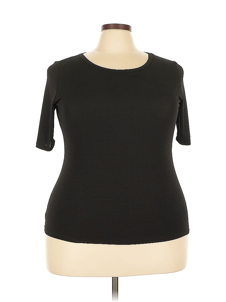 Pre-owned Lularoe Short Sleeve Top Black Boatneck Tops