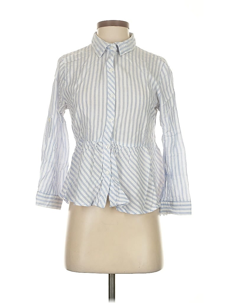 Pre-owned Love Notes 3/4 Sleeve Button Down Shirt In Blue