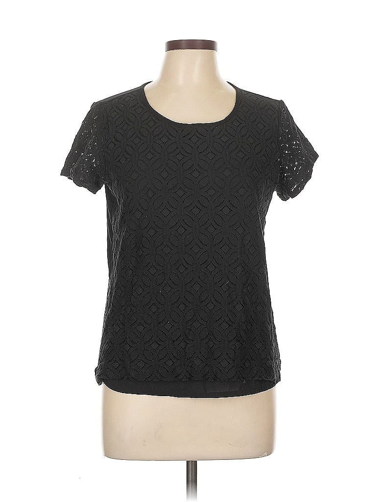 MARKET & SPRUCE Pre-owned Short Sleeve Top Black Scoop Neck Tops