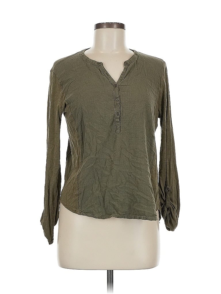 Pre-owned Lucky Brand Long Sleeve Blouse In Green