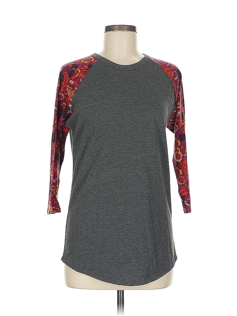 Pre-owned Lularoe 3/4 Sleeve T-shirt In Gray