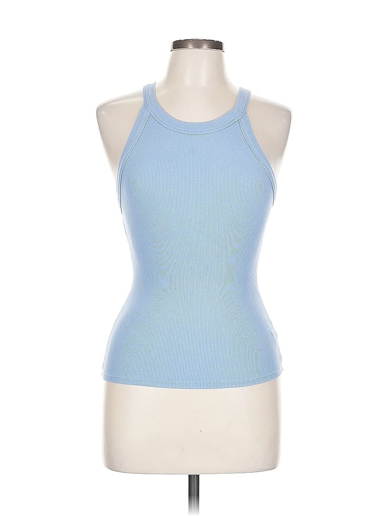 Pre-owned The Workshop Tank Top Blue Halter Neckline Tops