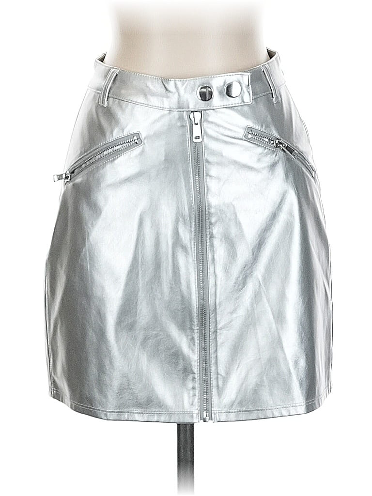 Wild Fable Faux Leather Skirt In Silver