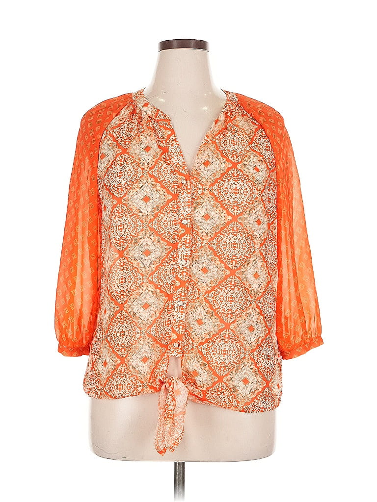 Pre-owned Kut From The Kloth 3/4 Sleeve Blouse In Orange