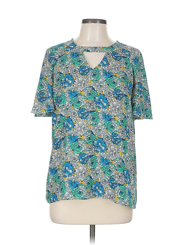 Pre-owned Banana Republic Factory Store Short Sleeve Blouse In Blue