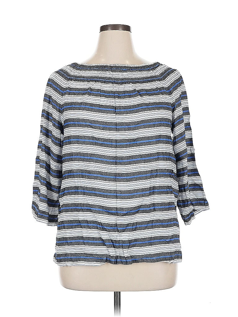 Pre-owned Jjill 3/4 Sleeve Blouse In Blue