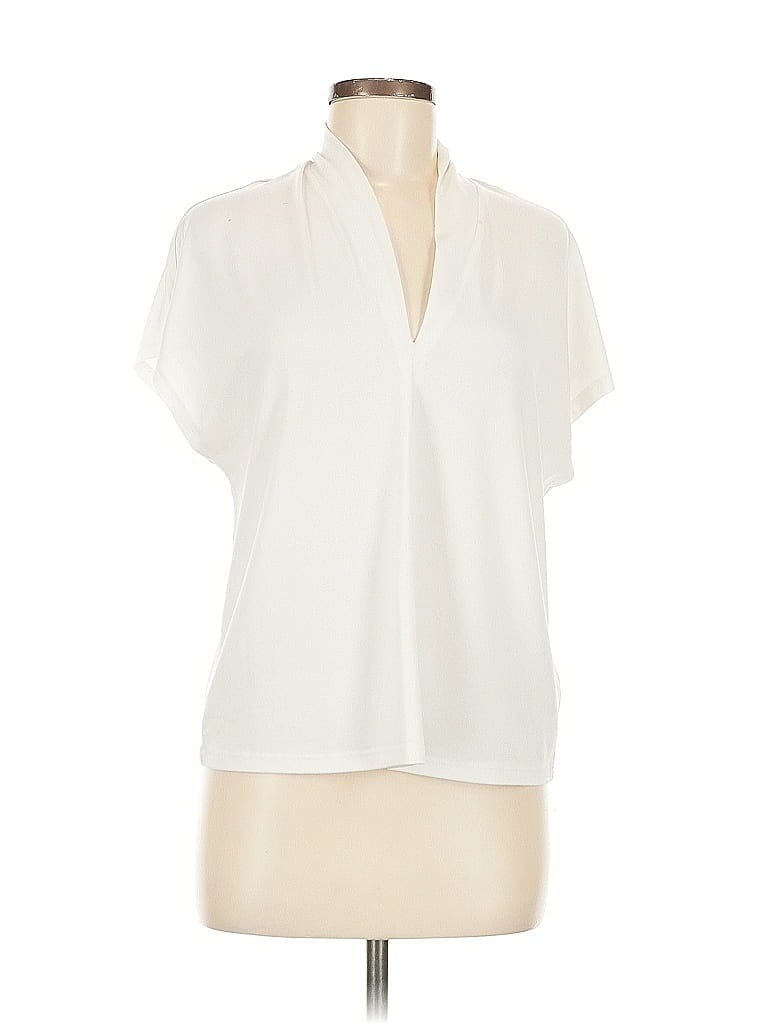 Pre-owned H&m Short Sleeve Blouse In White