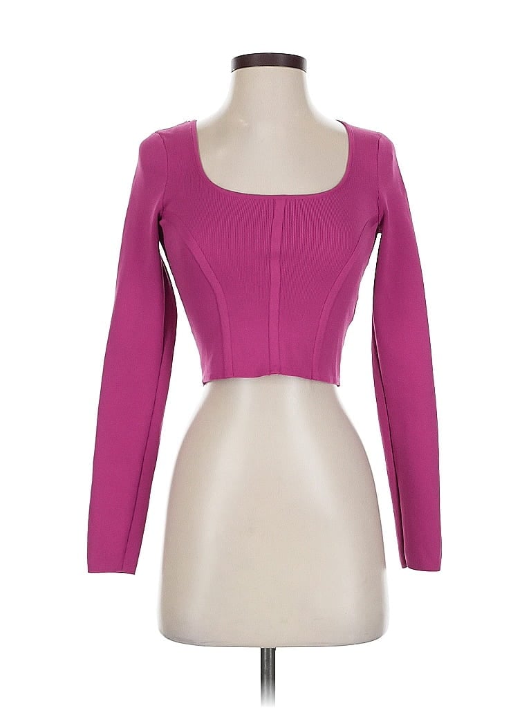 Click to view more detailed imagery on our partner's website Pre-owned Happily Grey Long Sleeve Top Pink Sweetheart Neckline Tops