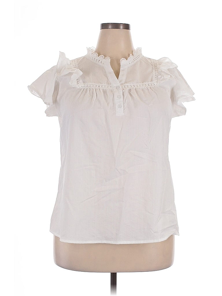 Pre-owned Unbranded Short Sleeve Blouse In White