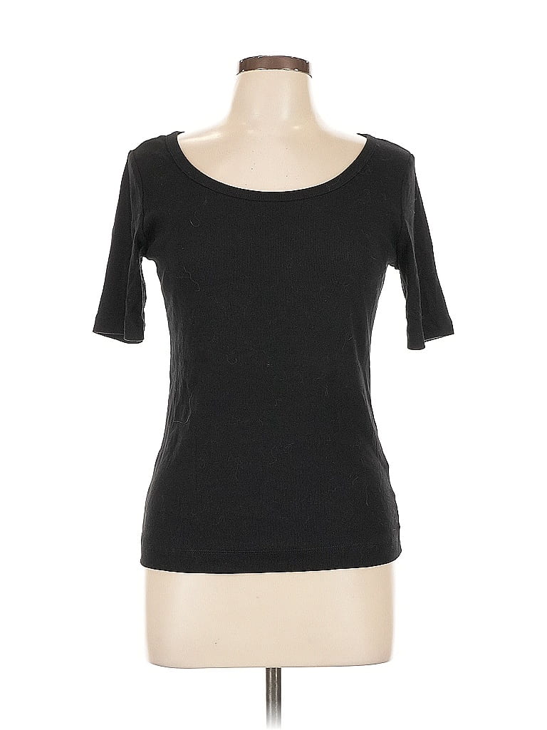 Pre-owned H&m Short Sleeve Top Black Scoop Neck Tops