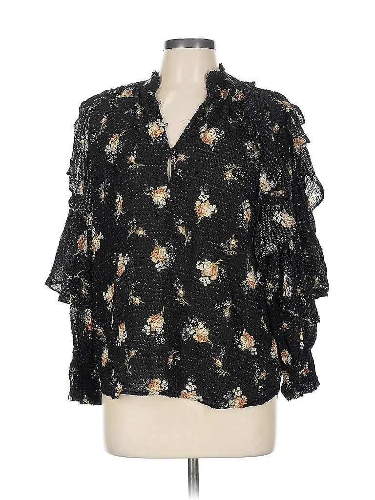 Pre-owned Maje 3/4 Sleeve Blouse In Black