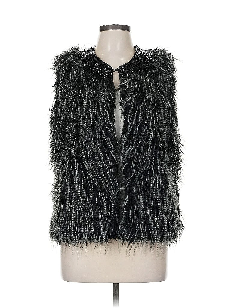 Pre-owned Cynthia Rowley Tjx Faux Fur Vest In Gray