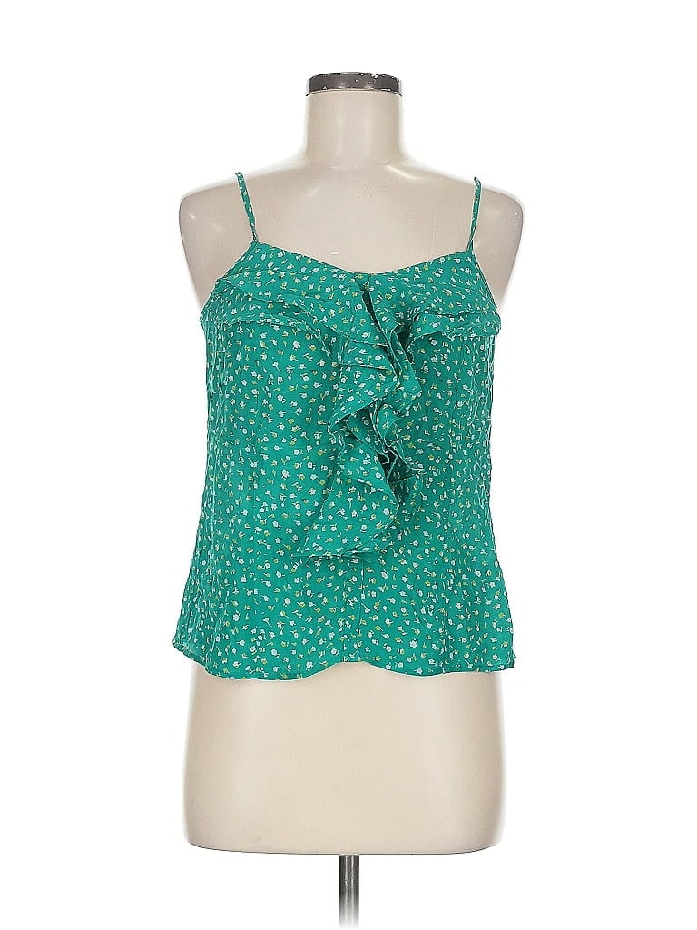 Pre-owned Silence And Noise Sleeveless Silk Top Green Halter Neckline Tops