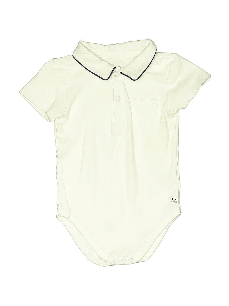 Pre-owned Janie And Jack Kids' Short Sleeve Onesie In White