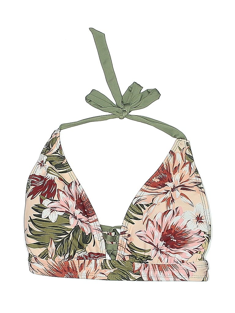 Pre-owned Kona Sol Swimsuit Top Pink Tropical Pattern Swimwear