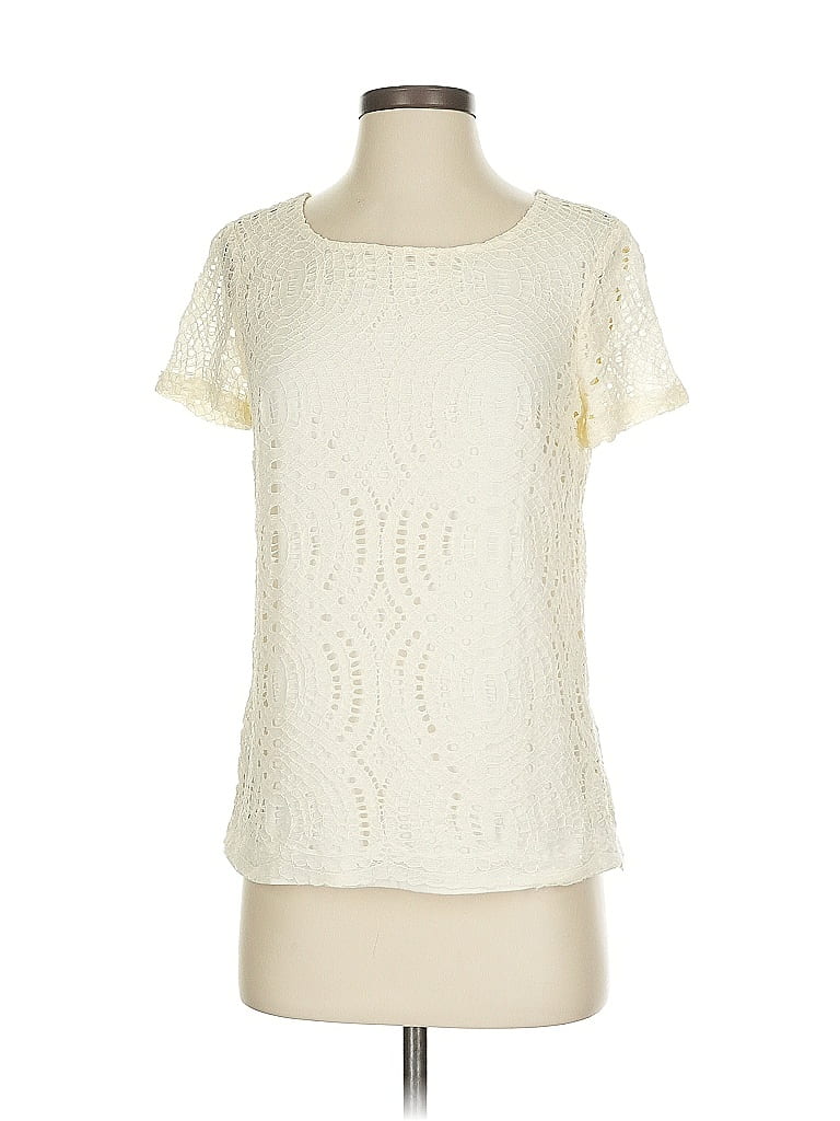 Pre-owned J.crew Factory Store Short Sleeve Top Ivory Crew Neck Tops In White