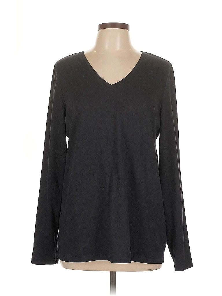 Click to view more detailed imagery on our partner's website Pre-owned Lands' End Long Sleeve Top Black V Neck Tops