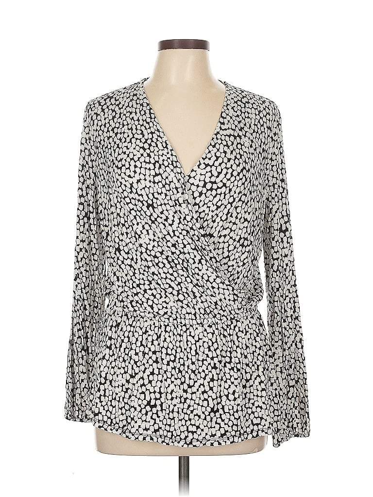 Pre-owned Adrianna Papell Long Sleeve Blouse In White