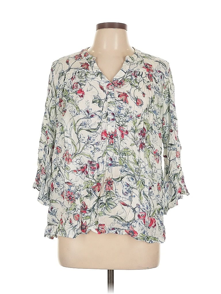 Pre-owned Nine West 3/4 Sleeve Blouse In White